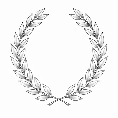 fine line laurel wreath tattoo design, black linework flash