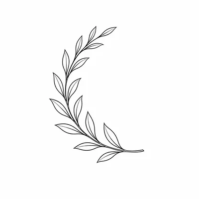 minimalist laurel wreath tattoo design, black linework flash