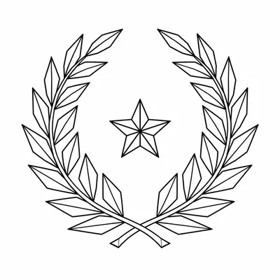 geometric laurel wreath tattoo design, black linework flash
