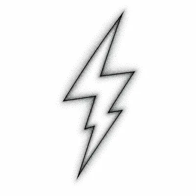 dotwork lightning bolt tattoo design, black linework flash