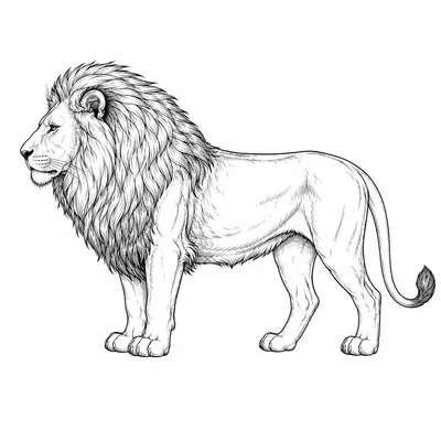 fine line lion tattoo design, black linework flash