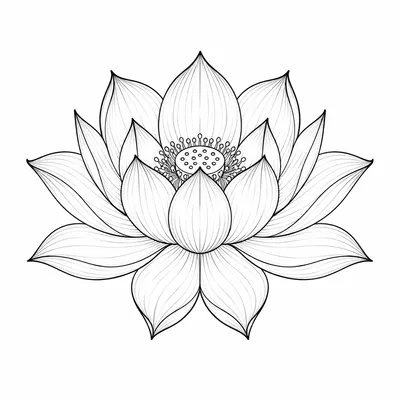 fine line lotus tattoo design, black linework flash