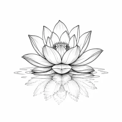 fine line lotus tattoo design, black linework flash