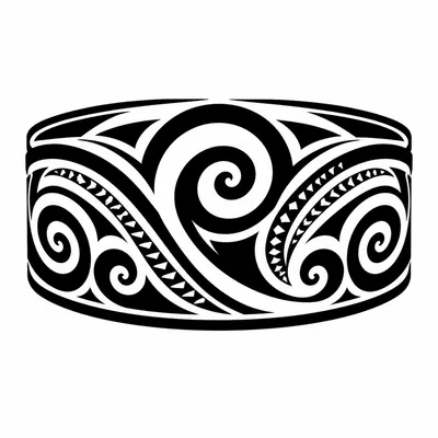 tribal maori tattoo design, black linework flash