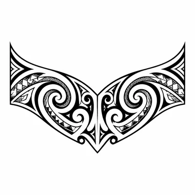 tribal maori tattoo design, black linework flash