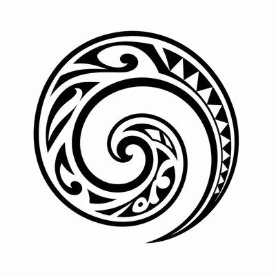 tribal maori tattoo design, black linework flash