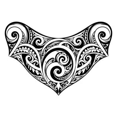 tribal maori tattoo design, black linework flash