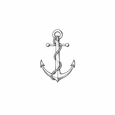 fine line anchor tattoo design, black linework flash