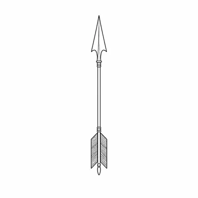 fine line arrow tattoo design, black linework flash