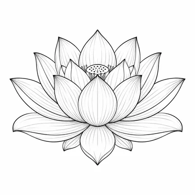 fine line lotus tattoo design, black linework flash
