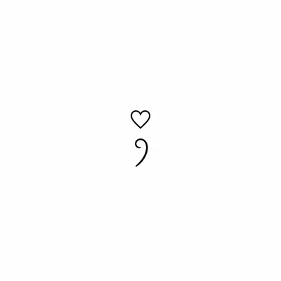 fine line semicolon tattoo design, black linework flash