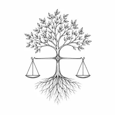 fine line tree tattoo design, black linework flash