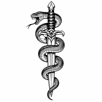 blackwork snake tattoo design, black linework flash