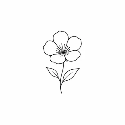 minimalist flower tattoo design, black linework flash