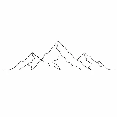 minimalist mountains tattoo design, black linework flash