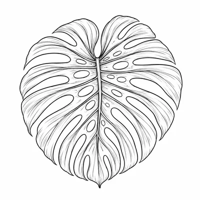 fine line monstera tattoo design, black linework flash
