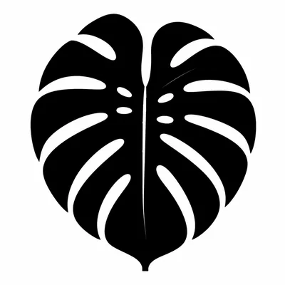 blackwork monstera tattoo design, black linework flash