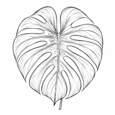 fine line monstera tattoo design, black linework flash