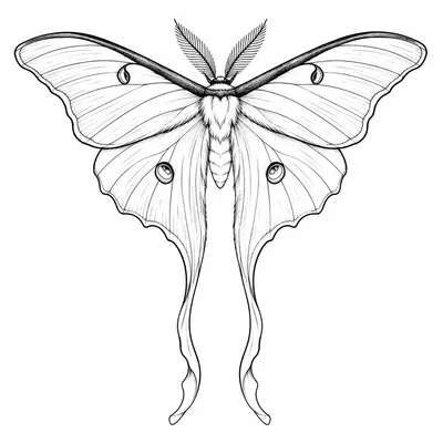 fine line moth tattoo design, black linework flash