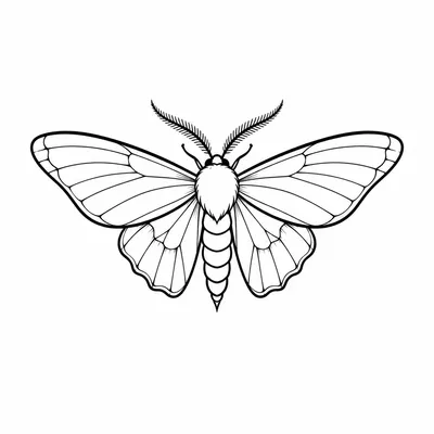 minimalist moth tattoo design, black linework flash