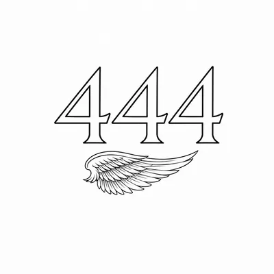 fine line 444 number tattoo design, black linework flash