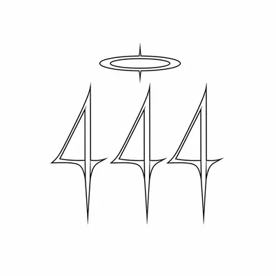 minimalist 444 number tattoo design, black linework flash