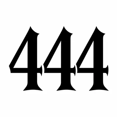 blackwork 444 number tattoo design, black linework flash