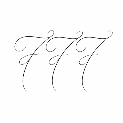fine line 777 number tattoo design, black linework flash