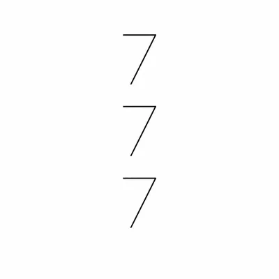 minimalist 777 number tattoo design, black linework flash