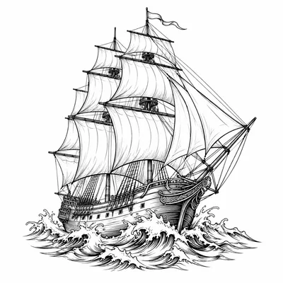 fine line ocean tattoo design, black linework flash