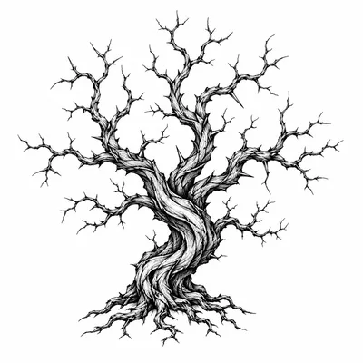 fine line poison-tree tattoo design, black linework flash
