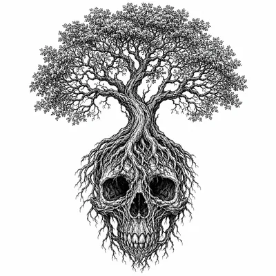 fine line poison-tree tattoo design, black linework flash