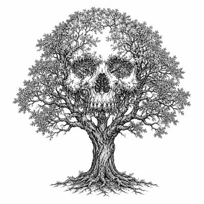 fine line poison-tree tattoo design, black linework flash