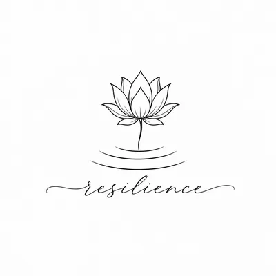 fine line resilience lettering tattoo design, black linework flash