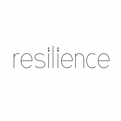 minimalist resilience lettering tattoo design, black linework flash