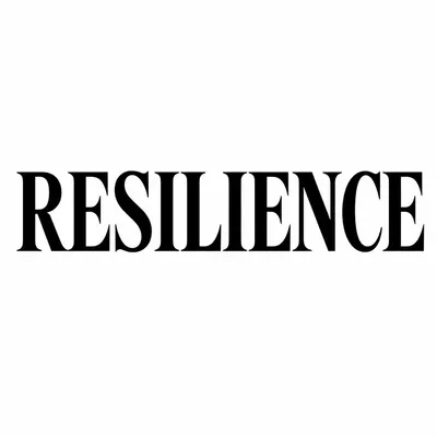 blackwork resilience lettering tattoo design, black linework flash