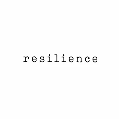 minimalist resilience lettering tattoo design, black linework flash