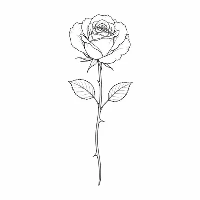 fine line rose tattoo design, black linework flash