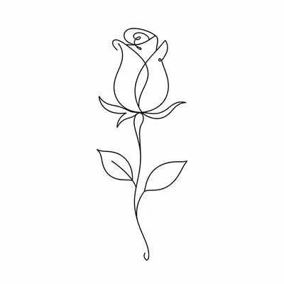 minimalist rose tattoo design, black linework flash