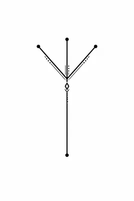 fine line runes tattoo design, black linework flash