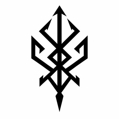 blackwork runes tattoo design, black linework flash