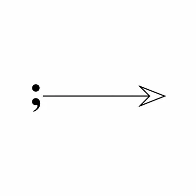 minimalist semicolon tattoo design, black linework flash