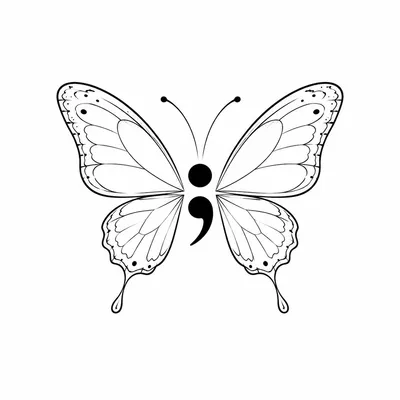 fine line semicolon tattoo design, black linework flash
