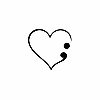 minimalist semicolon tattoo design, black linework flash