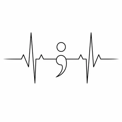 fine line semicolon tattoo design, black linework flash