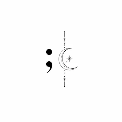 fine line semicolon tattoo design, black linework flash