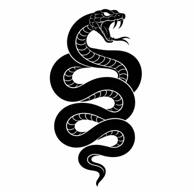 blackwork snake tattoo design, black linework flash