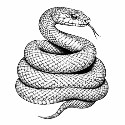 fine line snake tattoo design, black linework flash