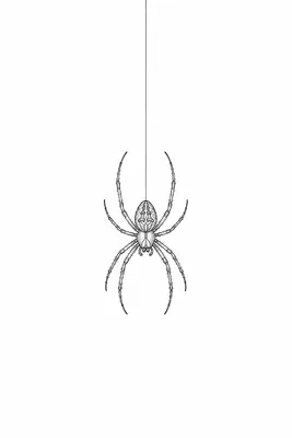 fine line spider tattoo design, black linework flash