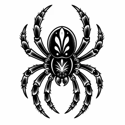 traditional spider tattoo design, black linework flash